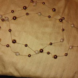 Ralph Lauren 30" Gold-Ball and Gold-Ball Rhinestone Chain Necklace